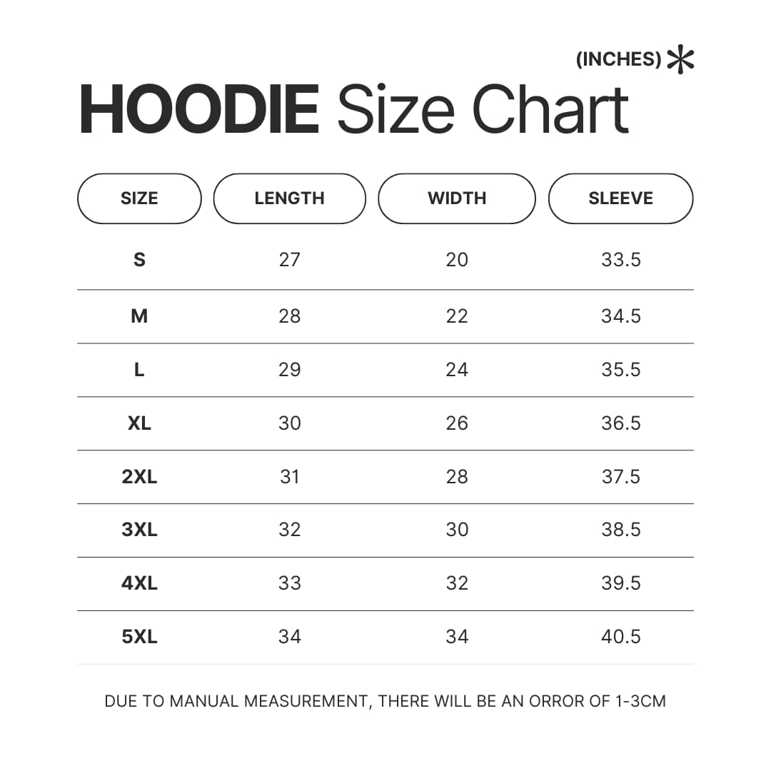Hoodie Size Chart - John Wick Merch