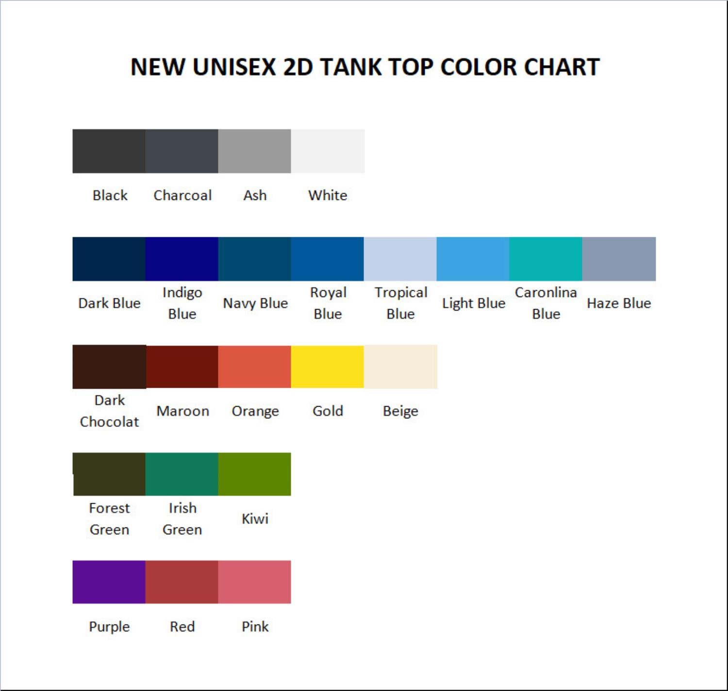 tank top color chart - John Wick Merch
