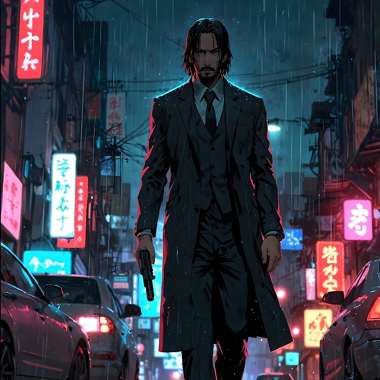 John Wick Anime Style Fan Art Tote Bag - Image 2